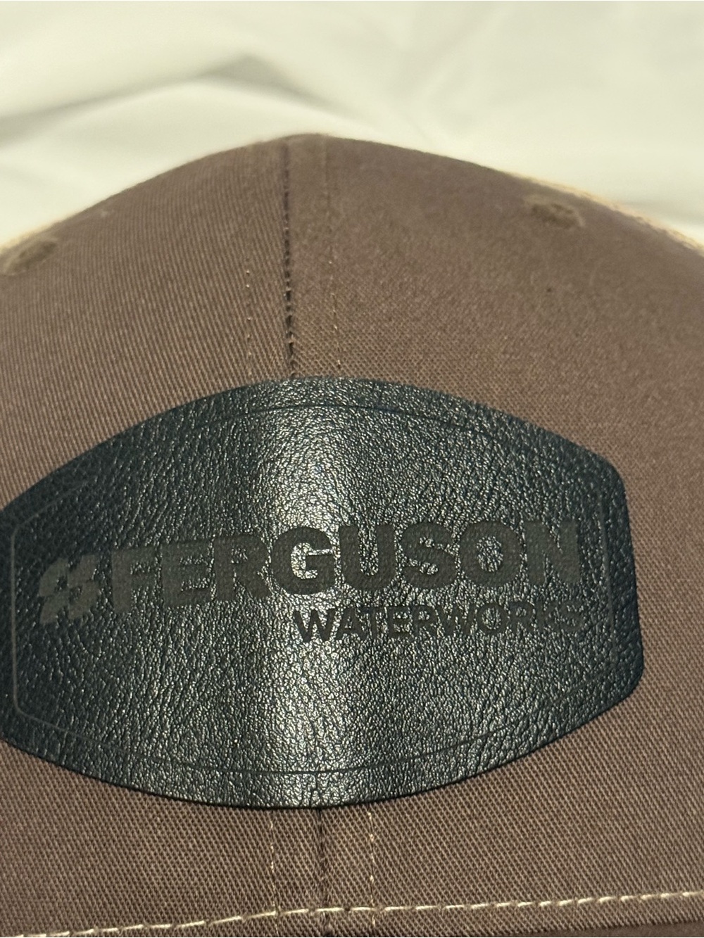 Ferguson Waterworks Brown Cap with Black Leather Patch